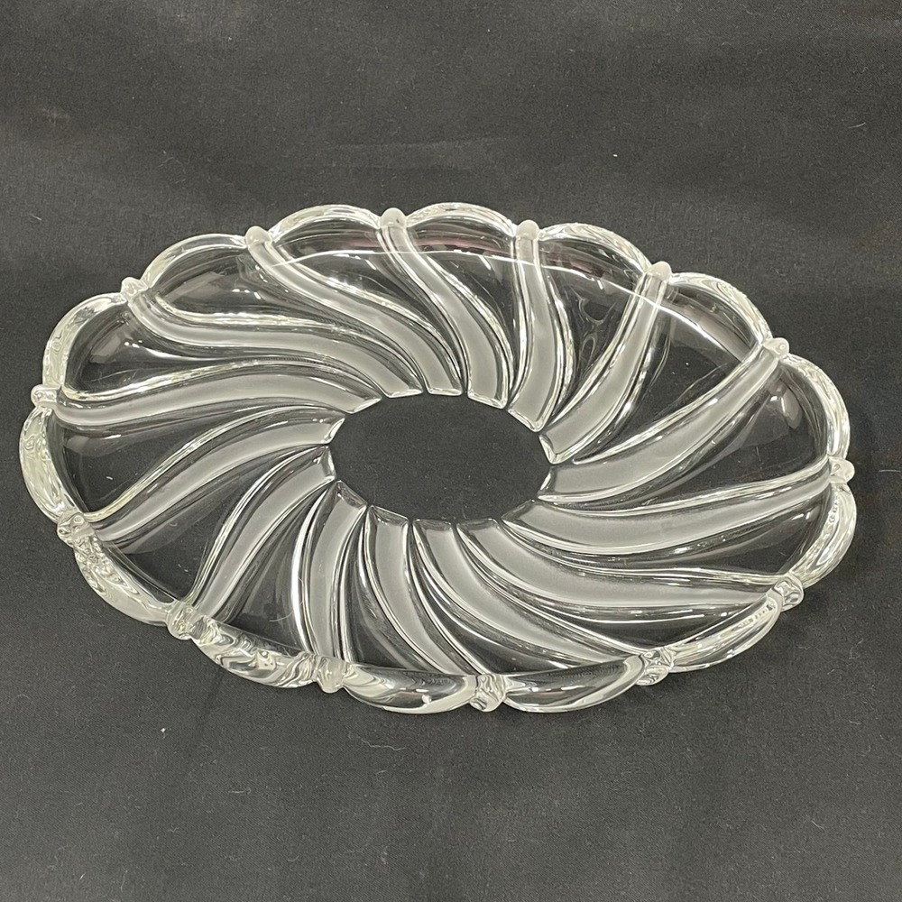 Vintage Mikasa Clear Glass Swirl Oval Serving Platter Scalloped Tray 8.5"